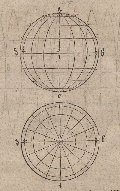 Polyedrische Kugel mit Meridianen und Breitenkreisen von Albrecht Dürer